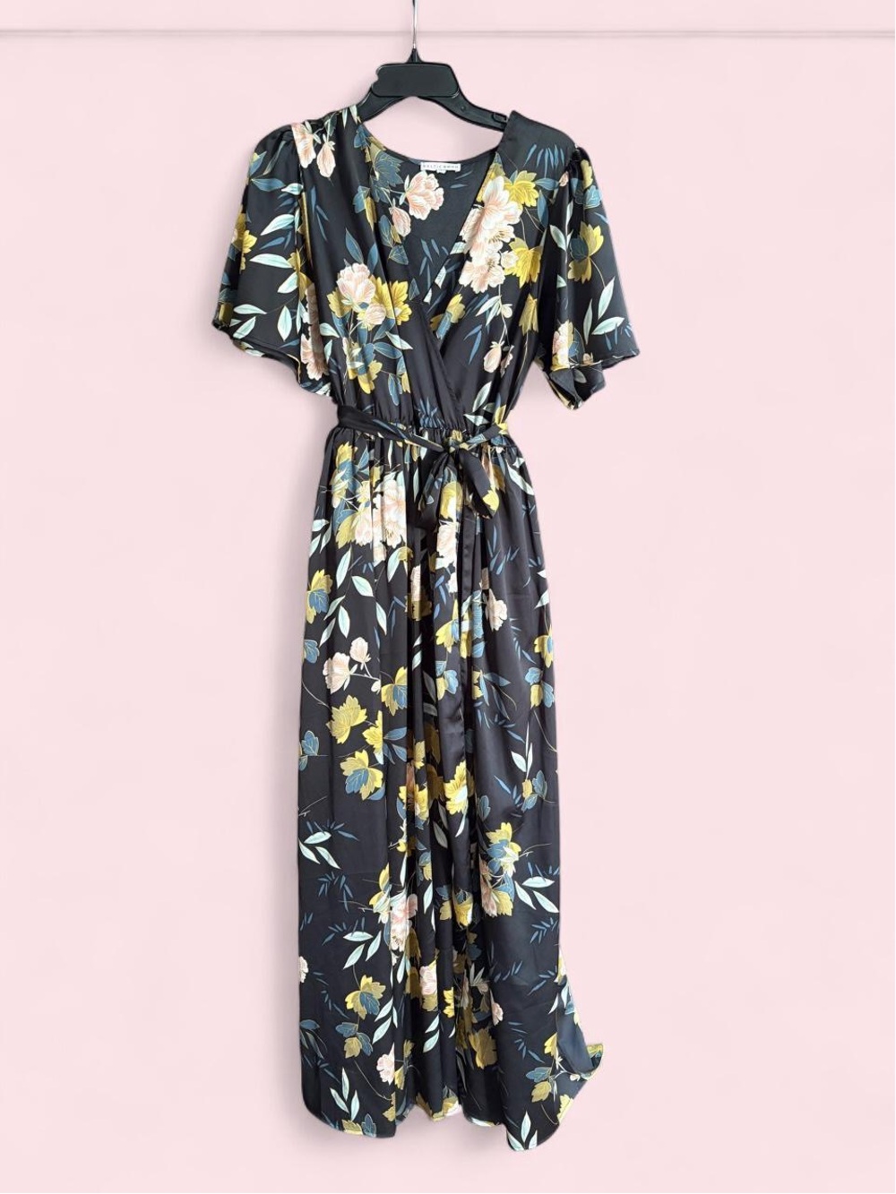 Baltic Born Floral Maxi Dress in Black and Yellow